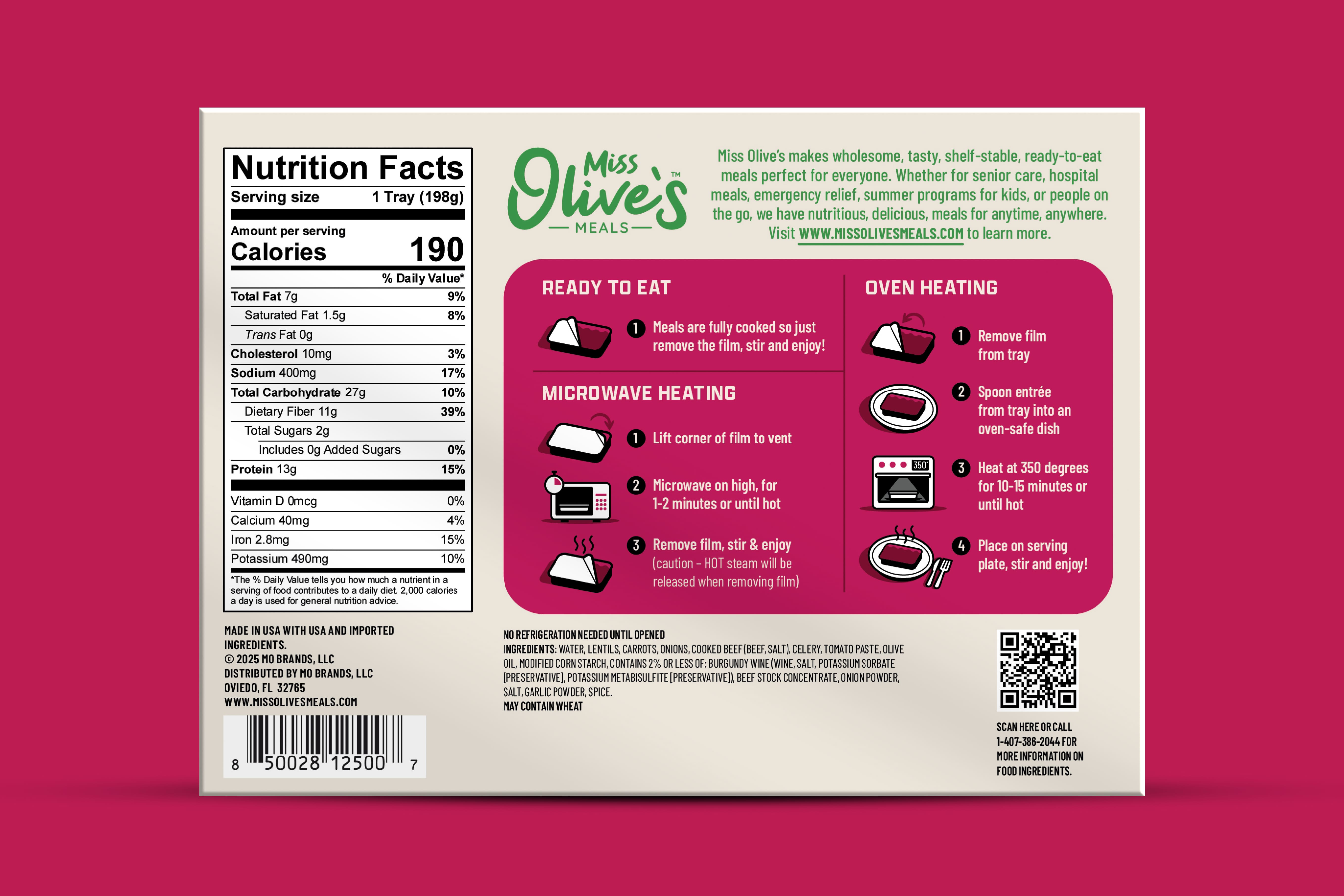 Lentils and Beef (7 oz tray)